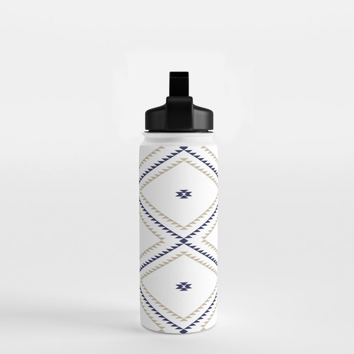 Southwestern Geometric - Tan Navy White Water Bottle Gallery Image 2