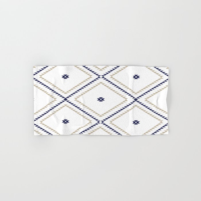 Southwestern Geometric - Tan Navy White Bath Towel Gallery Image 1