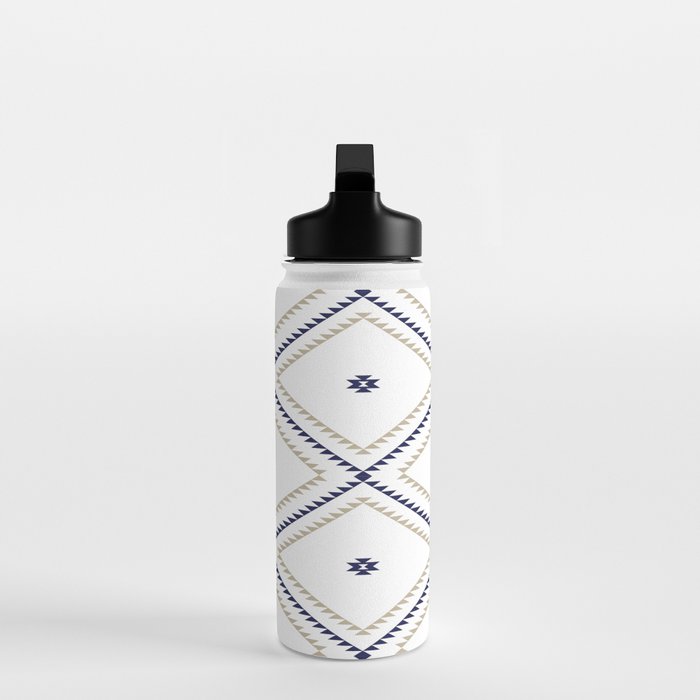 Southwestern Geometric - Tan Navy White Water Bottle Gallery Image 3