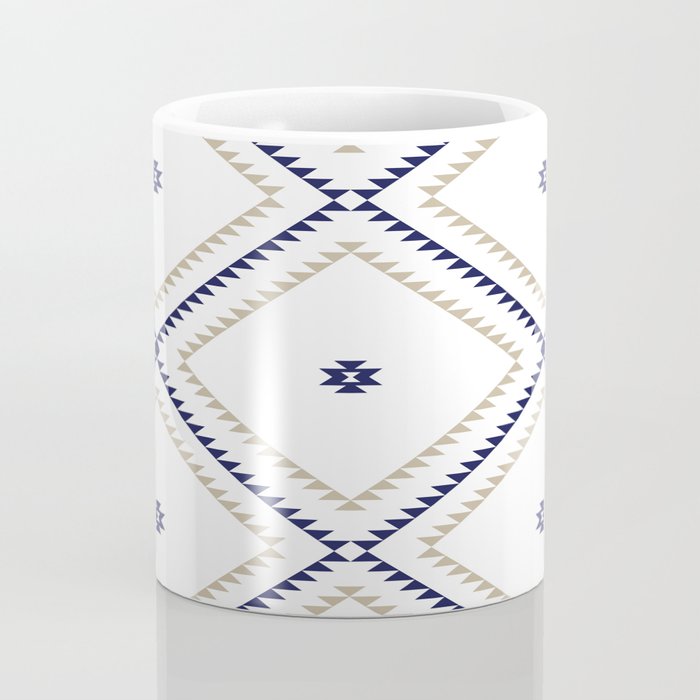 Southwestern Geometric - Tan Navy White Coffee Mug Gallery Image 4