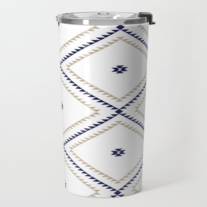 Southwestern Geometric - Tan Navy White Travel Mug Gallery Image 2