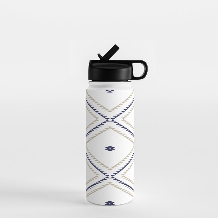 Southwestern Geometric - Tan Navy White Water Bottle Gallery Image 1
