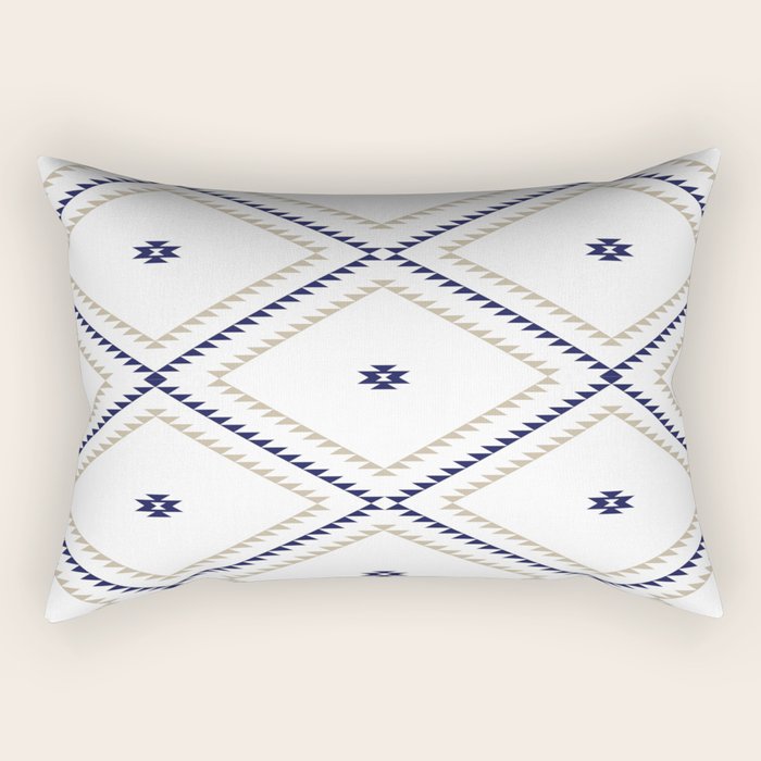 Southwestern Geometric - Tan Navy White Rectangular Pillow Gallery Image 2