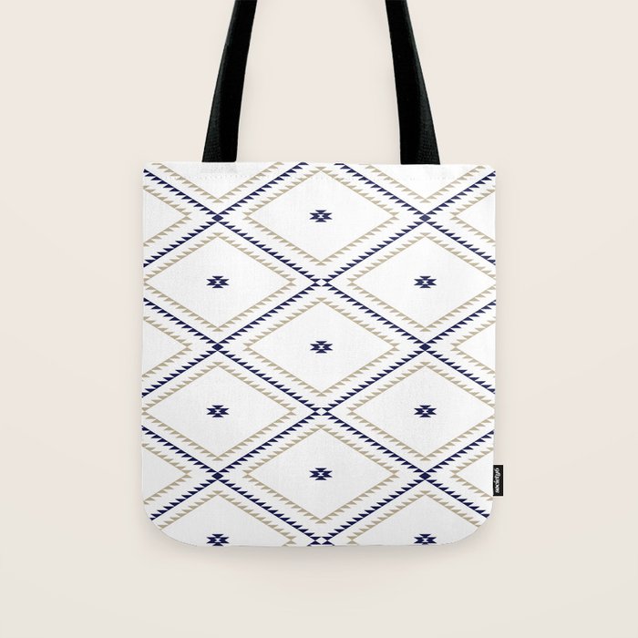 Southwestern Geometric - Tan Navy White Tote Bag Gallery Image 1