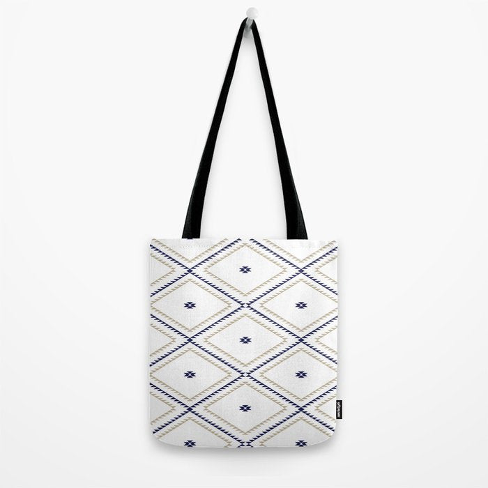 Southwestern Geometric - Tan Navy White Tote Bag Gallery Image 2