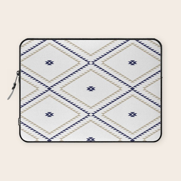 Southwestern Geometric - Tan Navy White Laptop Sleeve Gallery Image 1