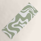 Liquid Swirl Abstract Pattern in Sage Green and White Yoga Mat Gallery Image 1