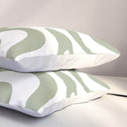 Liquid Swirl Abstract Pattern in Sage Green and White Pillow Sham Gallery Image 3