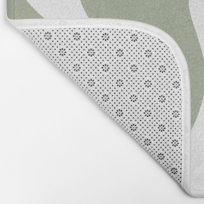 Liquid Swirl Abstract Pattern in Sage Green and White Bath Mat Gallery Image 2