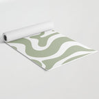 Liquid Swirl Abstract Pattern in Sage Green and White Yoga Mat Gallery Image 2