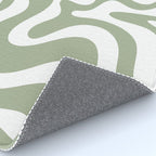 Liquid Swirl Abstract Pattern in Sage Green and White Rug Gallery Image 4