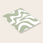 Liquid Swirl Abstract Pattern in Sage Green and White Notebook Gallery Image 2