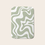 Liquid Swirl Abstract Pattern in Sage Green and White Bath Mat Gallery Image 1