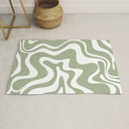 Liquid Swirl Abstract Pattern in Sage Green and White Rug Gallery Image 1
