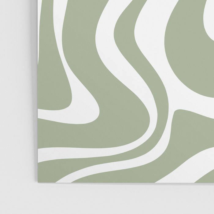Liquid Swirl Abstract Pattern in Sage Green and White Poster Gallery Image 3