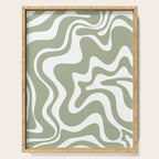 Liquid Swirl Abstract Pattern in Sage Green and White Serving Tray Gallery Image 1