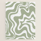 Liquid Swirl Abstract Pattern in Sage Green and White Jigsaw Puzzle Gallery Image 1