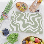 Liquid Swirl Abstract Pattern in Sage Green and White Cutting Board Gallery Image 2