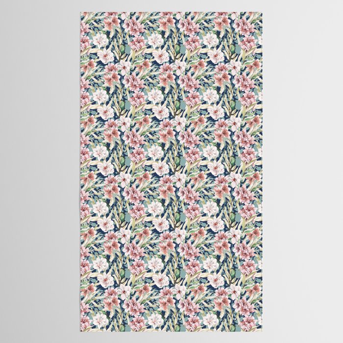 Birds in lush night garden flowers Tablecloth Gallery Image 2