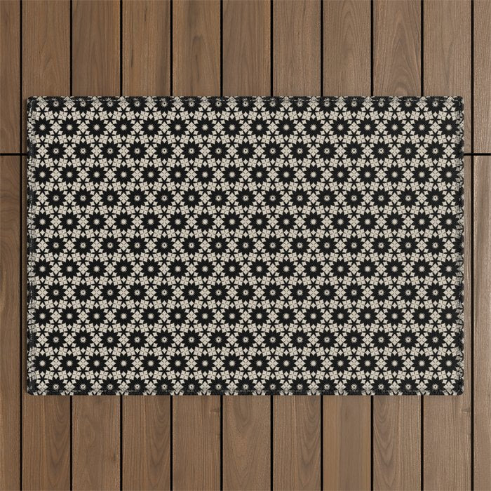 Intricate Geometric Floral Pattern Outdoor Rug Gallery Image 1