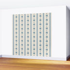 Blue And Cream Stripes And Flowers Wall Mural Gallery Image 2
