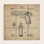 Colt Pistol Patent - Browning 1911 Colt Art - Antique Wood Wall Art Gallery Image 1