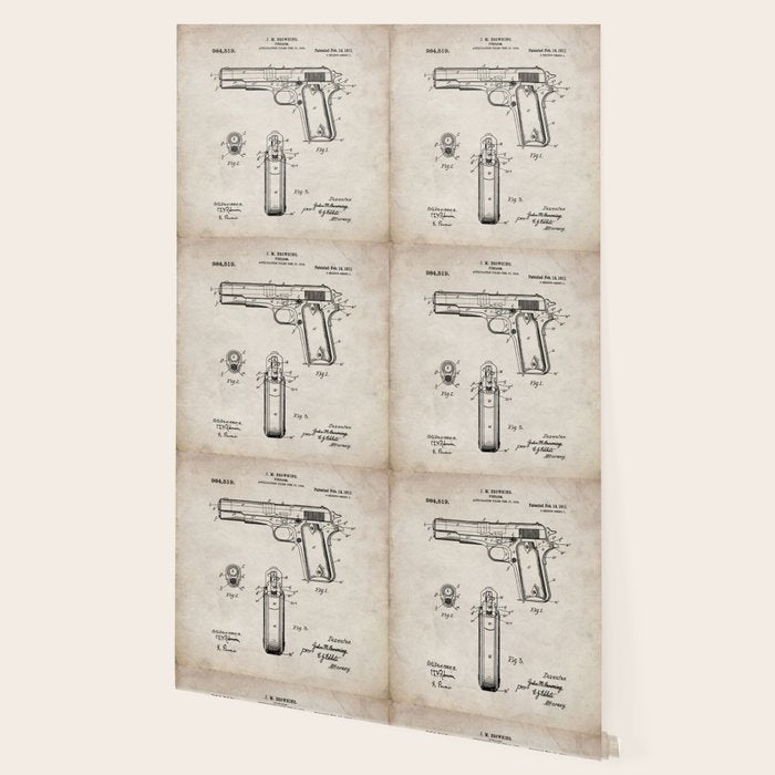 Colt Pistol Patent - Browning 1911 Colt Art - Antique Wallpaper Gallery Image 2