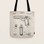 Colt Pistol Patent - Browning 1911 Colt Art - Antique Tote Bag Gallery Image 1