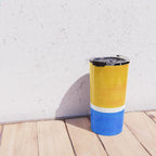 Primary Yellow Cerulean Blue Mid Century Modern Abstract Minimalist Rothko Color Field Squares Travel Mug Gallery Image 4