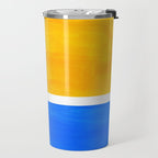 Primary Yellow Cerulean Blue Mid Century Modern Abstract Minimalist Rothko Color Field Squares Travel Mug Gallery Image 2