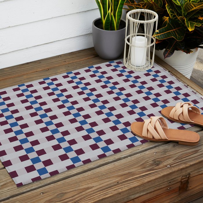 Gingham checker seamless pattern Outdoor Rug Gallery Image 2