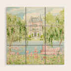 Wild flower meadow picnic in the French countryside Wood Wall Art Gallery Image 1
