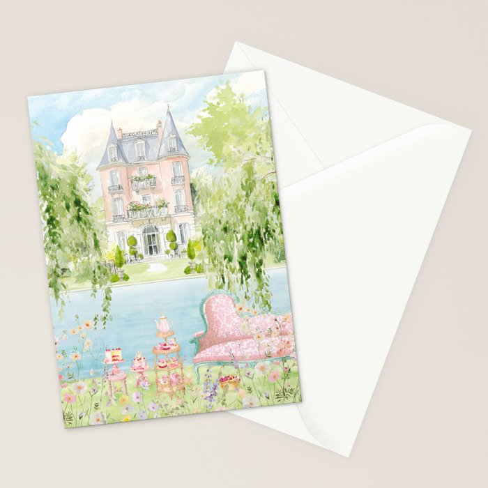 Wild flower meadow picnic in the French countryside Stationery Card Gallery Image 2
