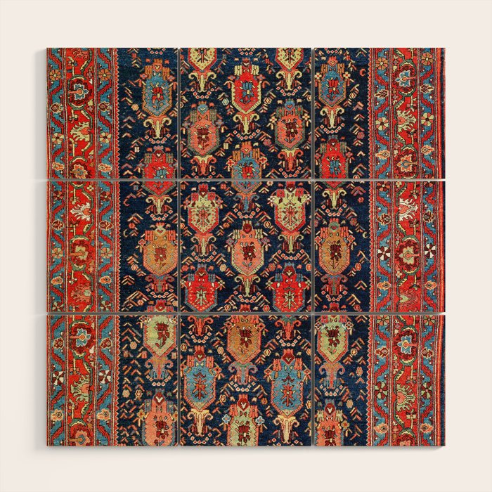 Bijar Kurdish Northwest Persian Rug Print Wood Wall Art Gallery Image 1