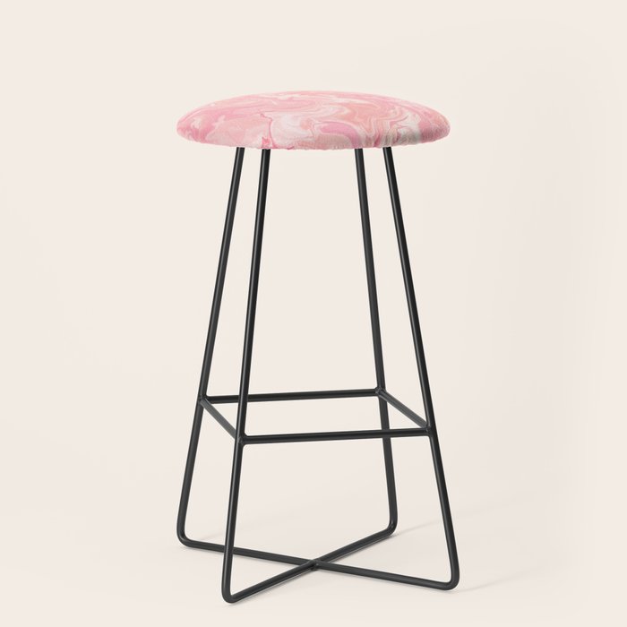 Blush pink abstract watercolor marble pattern Stool Gallery Image 1