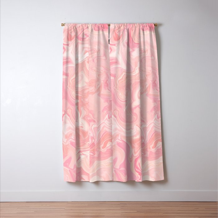 Blush pink abstract watercolor marble pattern Window Curtain Gallery Image 3