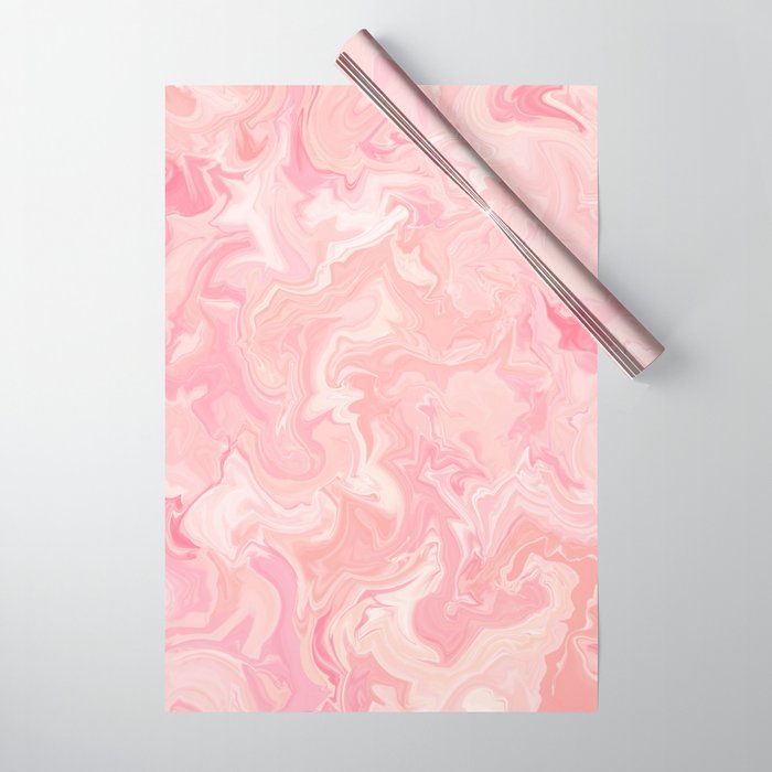 Blush pink abstract watercolor marble pattern Wrapping Paper Gallery Image 1