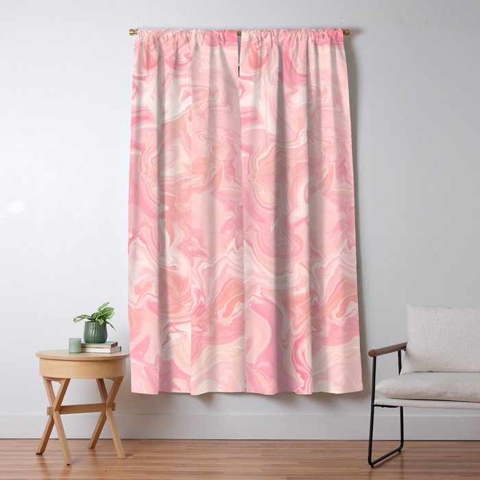 Blush pink abstract watercolor marble pattern Window Curtain Gallery Image 5
