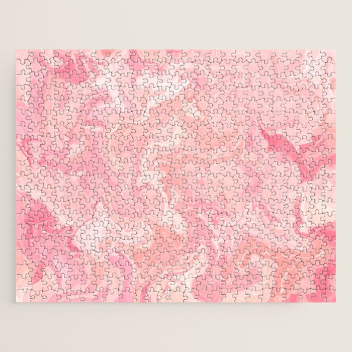 Blush pink abstract watercolor marble pattern Jigsaw Puzzle Gallery Image 1