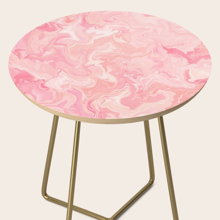 Blush pink abstract watercolor marble pattern Side Table Gallery Image 2