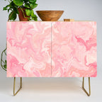 Blush pink abstract watercolor marble pattern Credenza Gallery Image 1