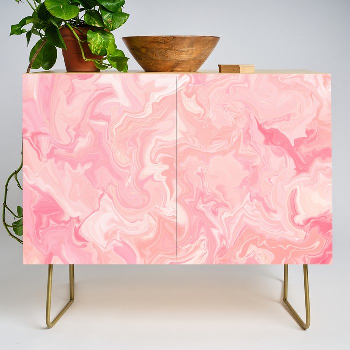 Blush pink abstract watercolor marble pattern Credenza Gallery Image 1