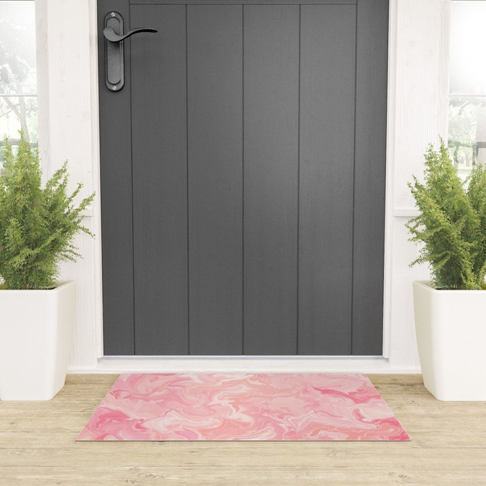 Blush pink abstract watercolor marble pattern Welcome Mat Gallery Image 3