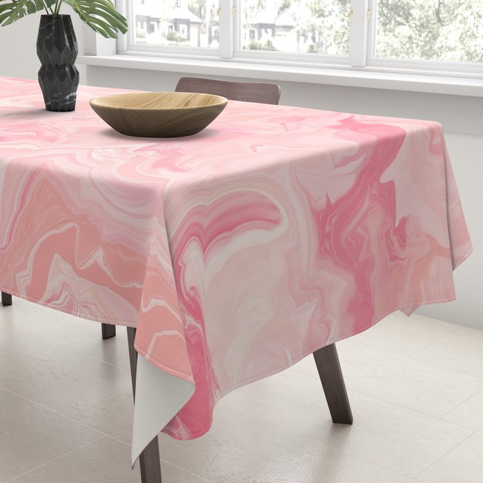 Blush pink abstract watercolor marble pattern Tablecloth Gallery Image 3