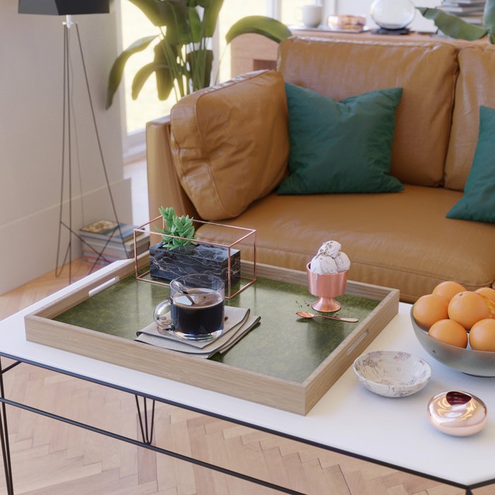 olive green velvet Serving Tray Gallery Image 2
