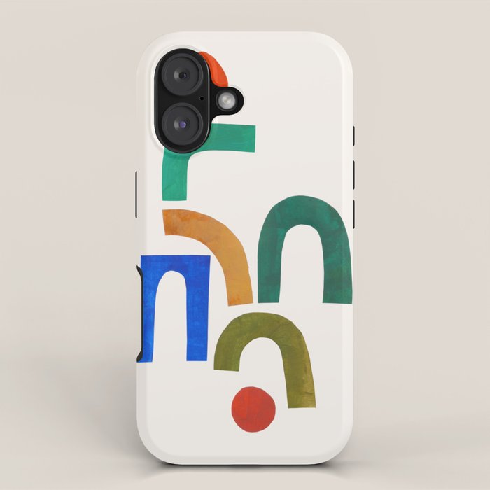 'Mountain Sun' by Ejaaz Haniff Minimalist Minimal Colorful Paper Collage Shapes Pattern Mid Century Retro Vintage Style iPhone Case Gallery Image 1