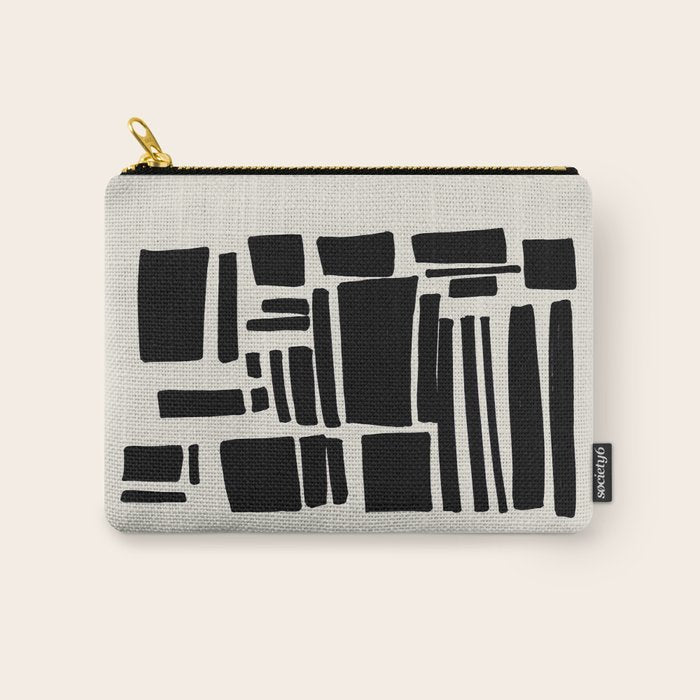 Black & White Minimalist Abstract Shapes Patterns Black Ink Painting Carry All Pouch Gallery Image 1