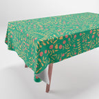 Block print berries bright green Tablecloth Gallery Image 1