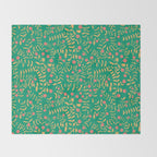 Block print berries bright green Throw Blanket Gallery Image 2