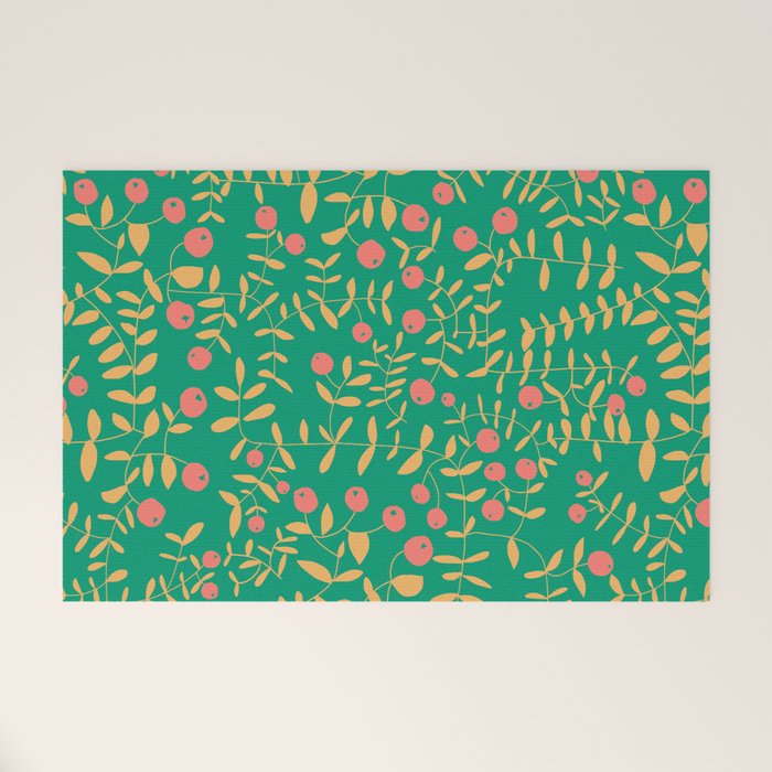 Block print berries bright green Welcome Mat Gallery Image 1